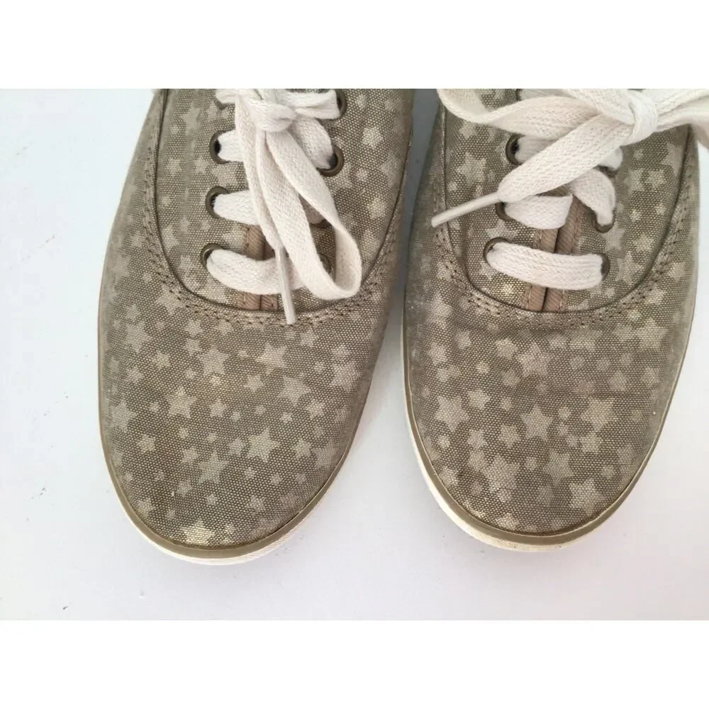 Keds Shimmering Gold with Stars Sneakers Sz 6